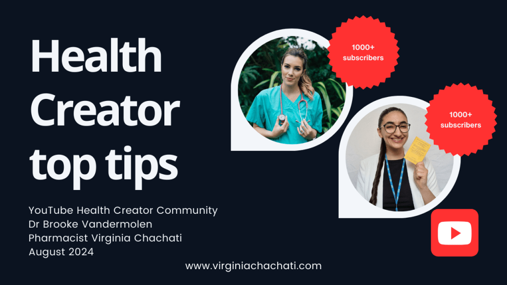 Health Creator top tips with Dr Brooke Vandermolen and Pharmacist Virginia Chachati August 2024